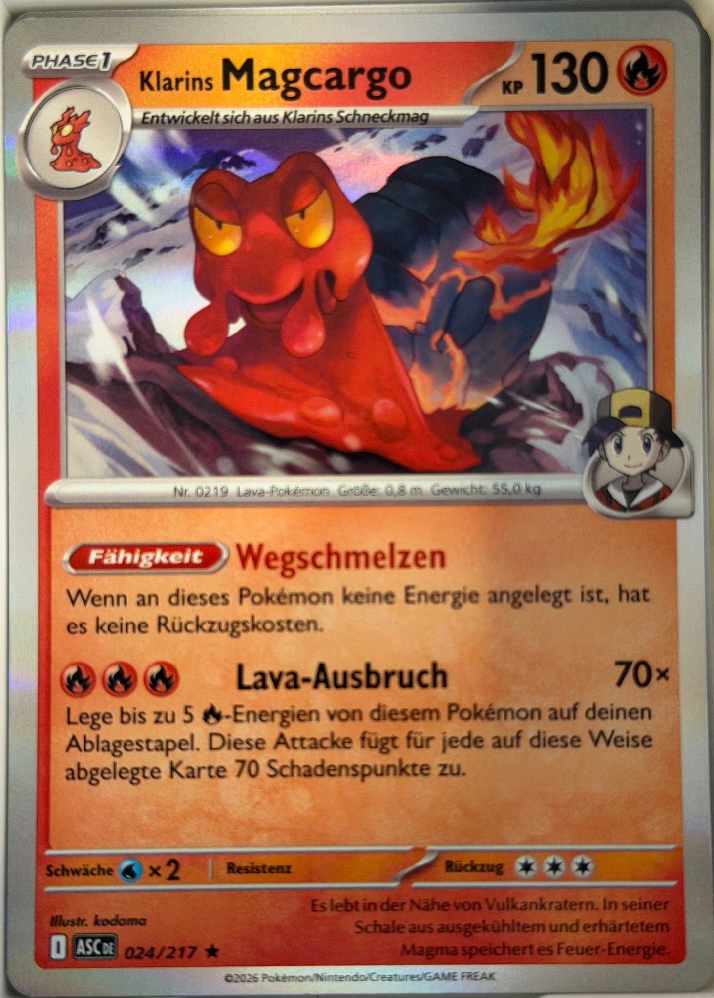 Klarins Magcargo 024/217 | Rare Holofoil | Erhabene Helden | Deutsch