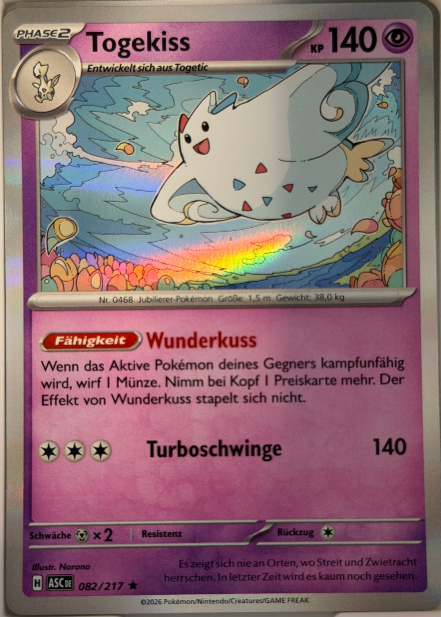 Togekiss 082/217 | Rare Holofoil | Erhabene Helden | Deutsch