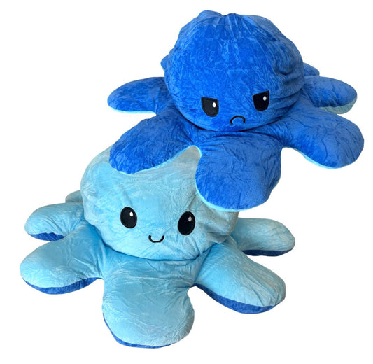 Oktopus Wendetier Reversible Oktopus 80cm Gr. XL Dunkelblau-Hellblau