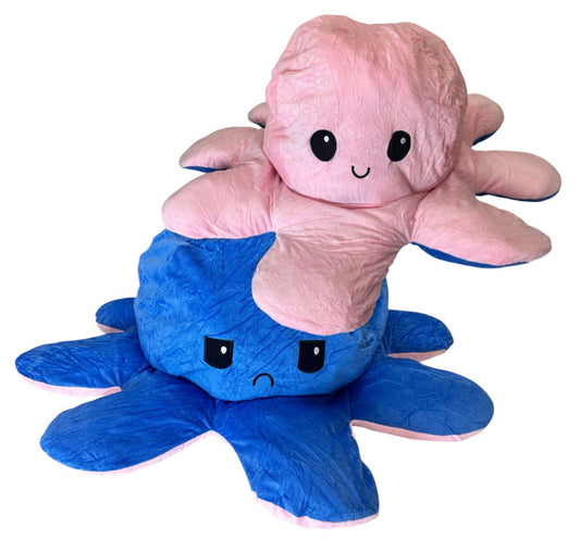 Oktopus Wendetier Reversible Oktopus 80cm Gr. XL Dunkelblau-Rosa