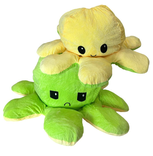 Oktopus Wendetier Reversible Oktopus 80cm Gr. XL Gelb-Grün