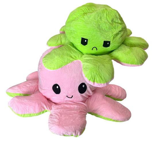 Oktopus Wendetier Reversible Oktopus 80cm Gr. XL Grün-Rosa