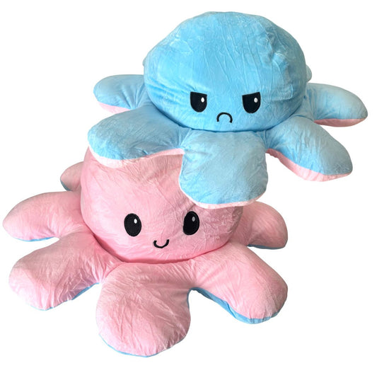 Oktopus Wendetier Reversible Oktopus 80cm Gr. XL Hellblau-Rosa