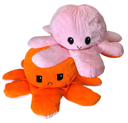 Oktopus Wendetier Reversible Oktopus 80cm Gr. XL Orange-Rosa