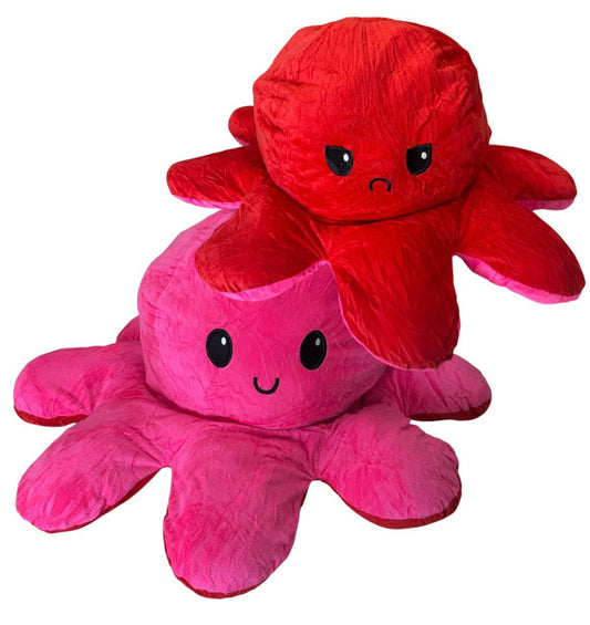 Oktopus Wendetier Reversible Oktopus 80cm Gr. XL Pink-Rot