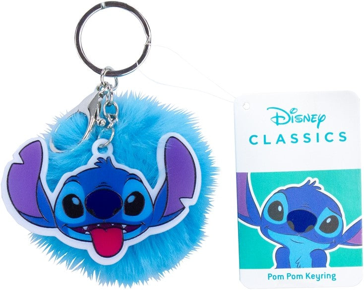 Disney Stitch Schlüsselanhänger – Kunststoff (6 cm) mit weichem Bommel (7 cm) – 3 Varianten