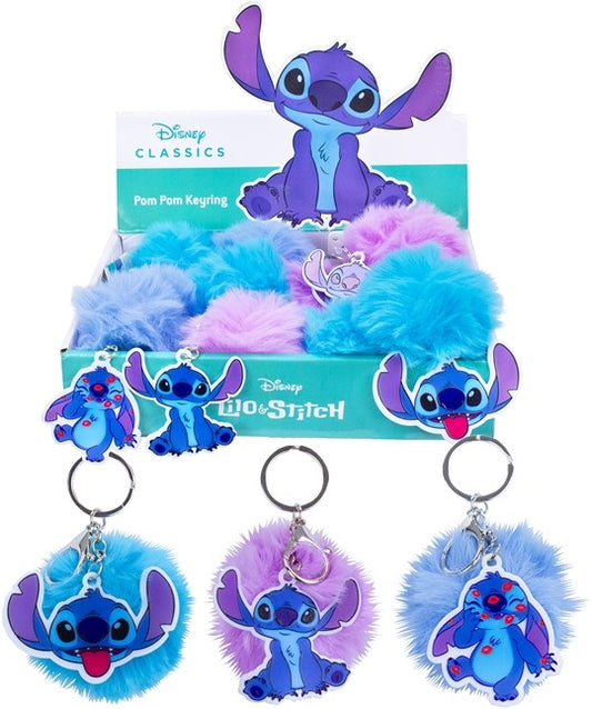 Disney Stitch Schlüsselanhänger – Kunststoff (6 cm) mit weichem Bommel (7 cm) – 3 Varianten