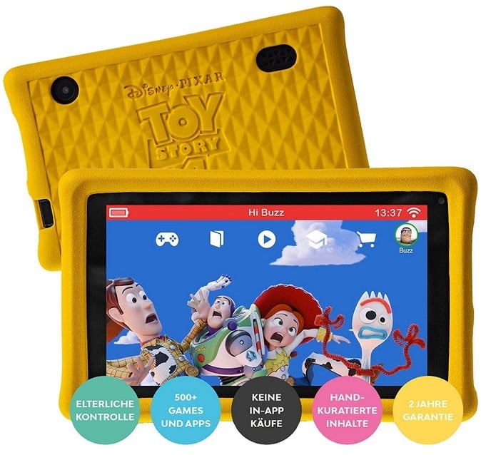 Pebble Gear Disney Toy Story 4 7 Zoll Kinder-Tablet + 500 Spiele + Apps 17x24cm (EN-DE-FR-IT-ES)