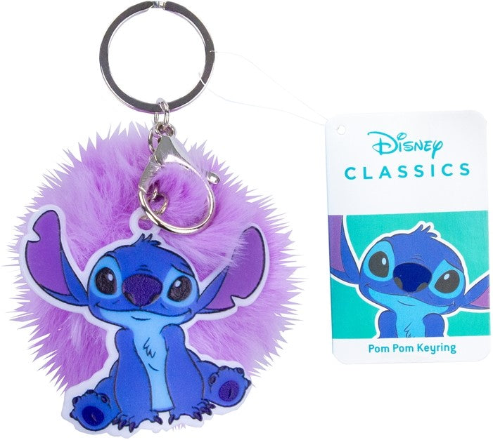 Disney Stitch Schlüsselanhänger – Kunststoff (6 cm) mit weichem Bommel (7 cm) – 3 Varianten
