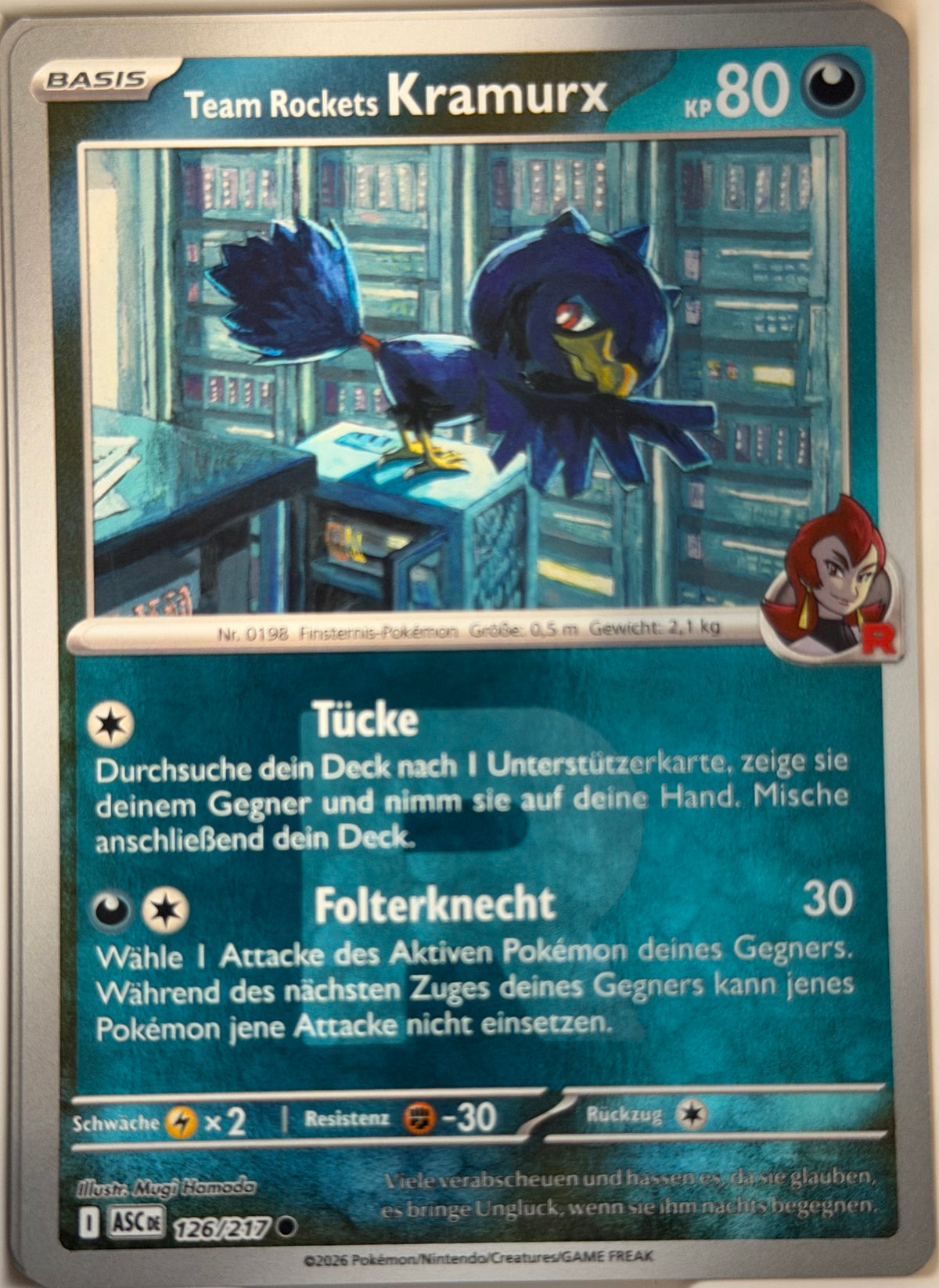 Team Rockets Kramurx 126/217 | Common Reverse Holofoil | Erhabene Helden | Deutsch