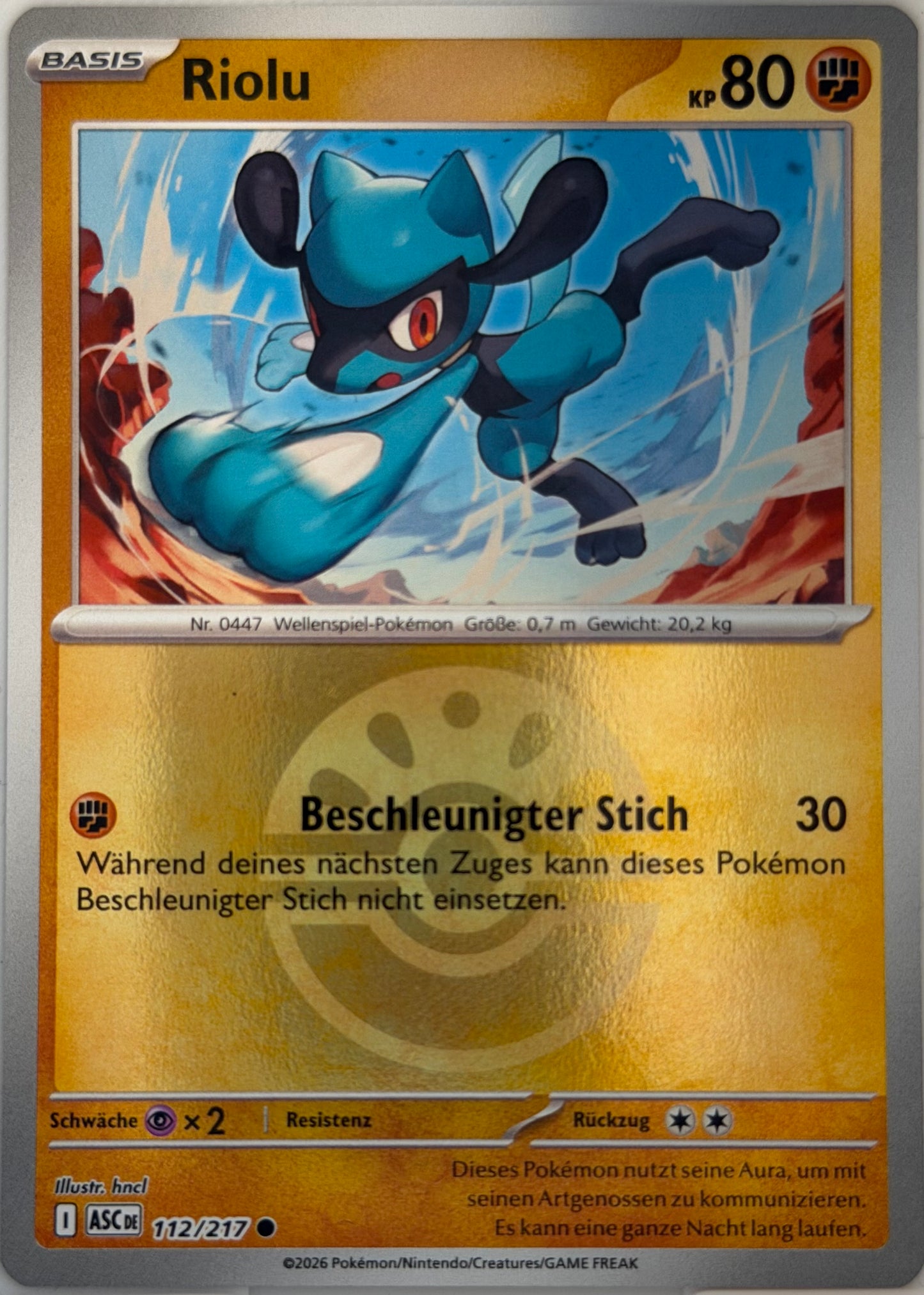 Riolu 112/217 | Common Reverse Holofoil | Erhabene Helden | Deutsch