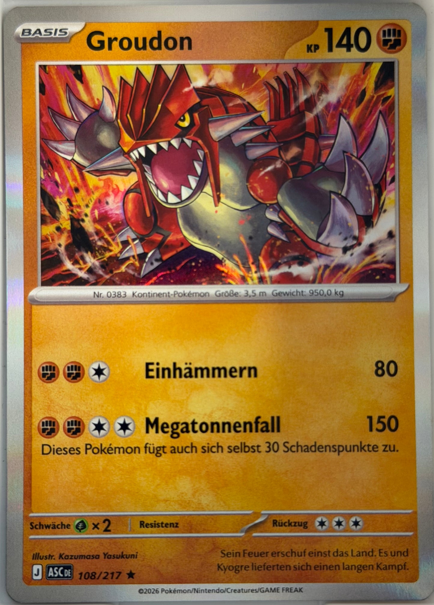 Groudon 108/217 | Rare Holofoil | Erhabene Helden | Deutsch