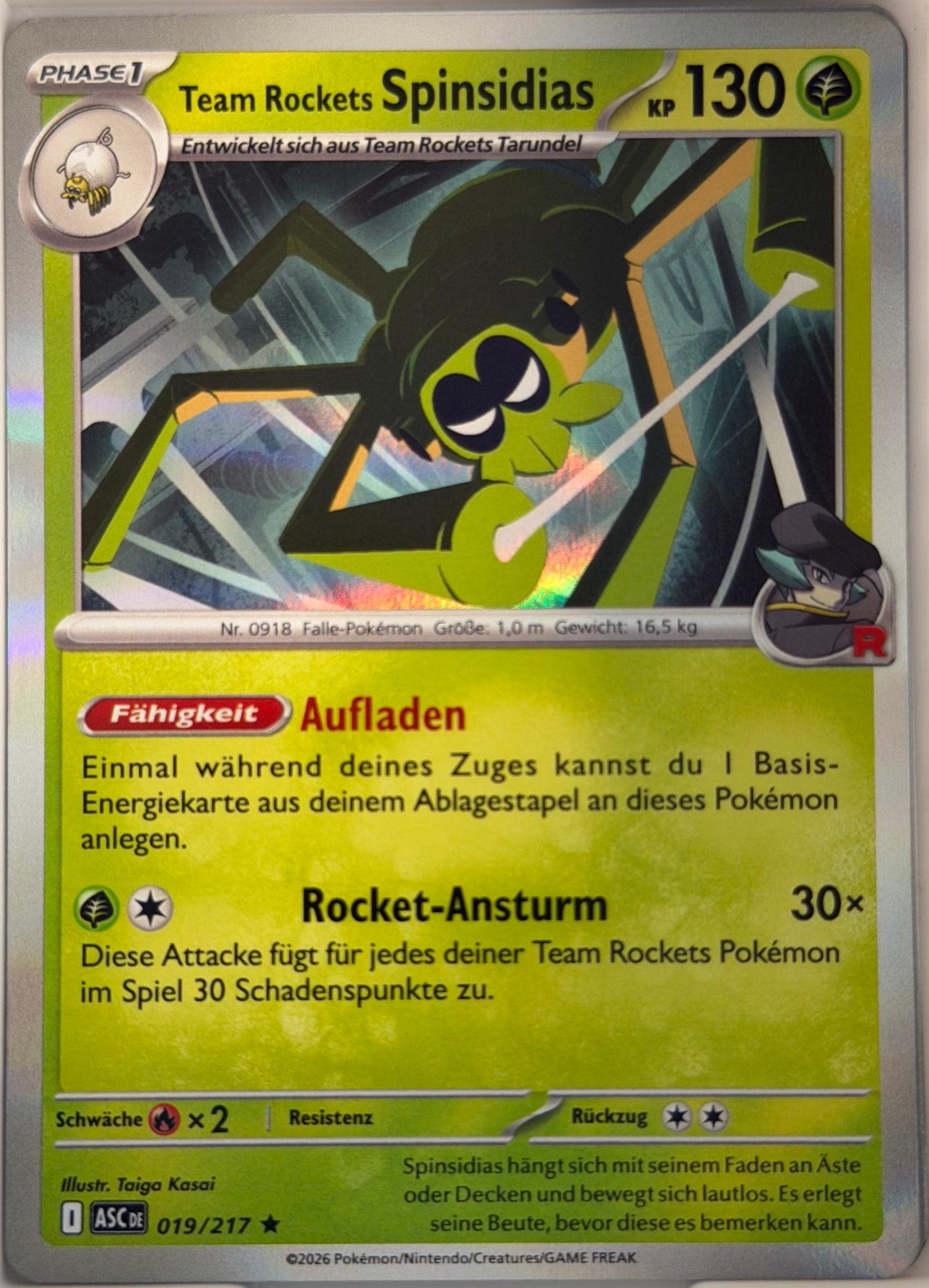 Team Rockets Spinsidias 019/217 | Rare Holofoil | Erhabene Helden | Deutsch