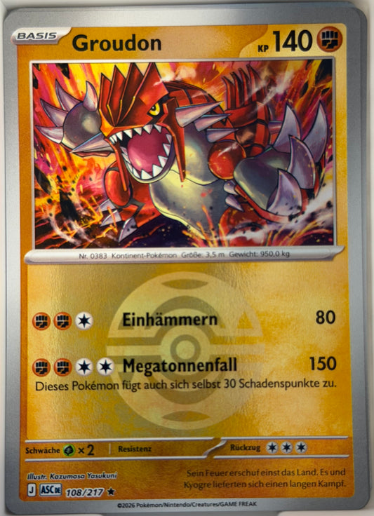 Groudon 108/217 | Rare Reverse Holofoil | Erhabene Helden | Deutsch