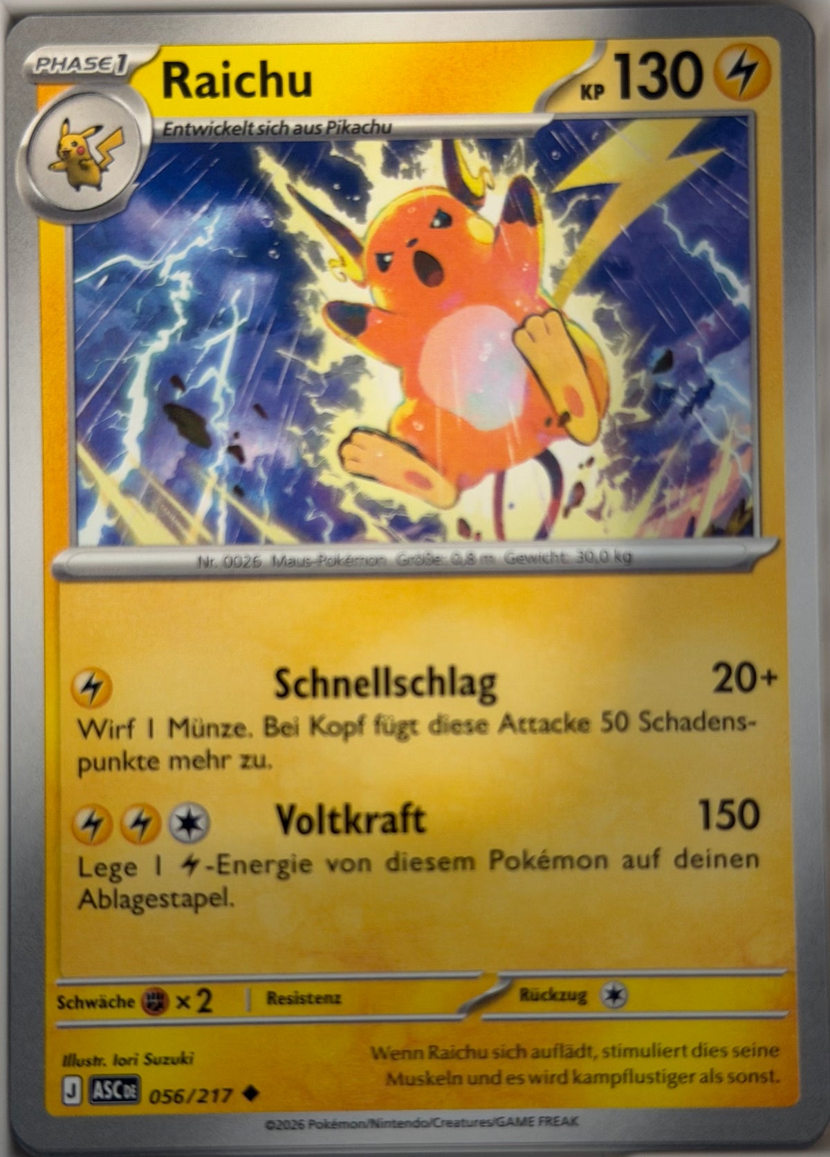 Raichu 056/217 | Uncommon | Erhabene Helden | Deutsch